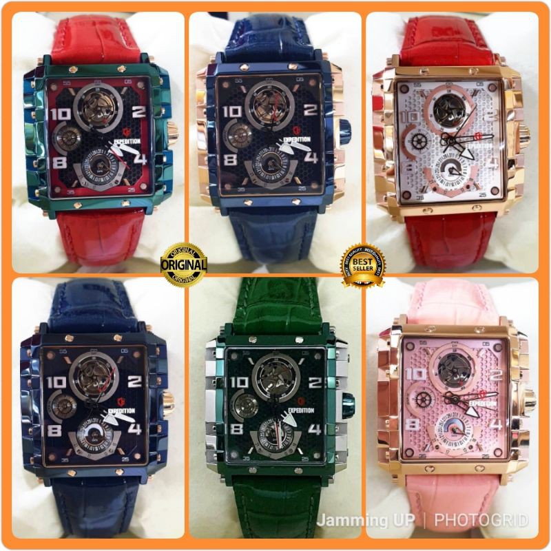 Jam Tangan Expedition Wanita E 6757 e6757 Original Tali Kulit Asli GARANSI RESMI