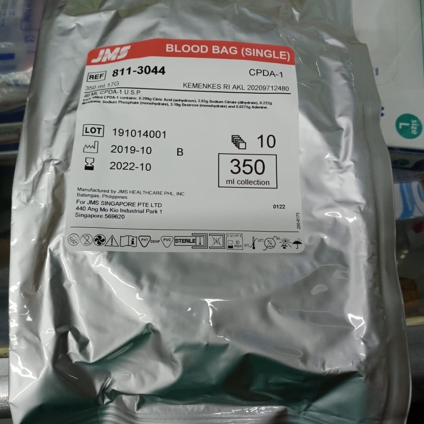 Blood Bag JMS 350cc/ml Kantong Darah Single 350ml