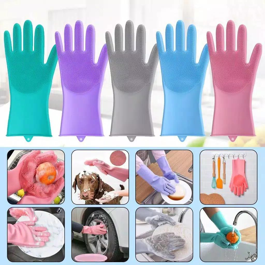 SARUNG TANGAN SPON CUCI PIRING SILIKON CUCI TANGAN SERBAGUNA SILICONE DISHWASHING GLOVES MAGIC