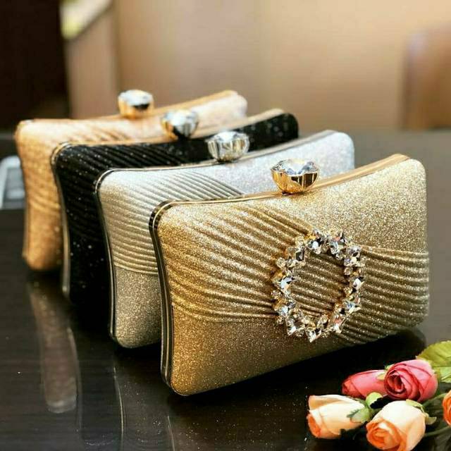 Tas Pesta JAYLA Embellished Crystal Box Clutch