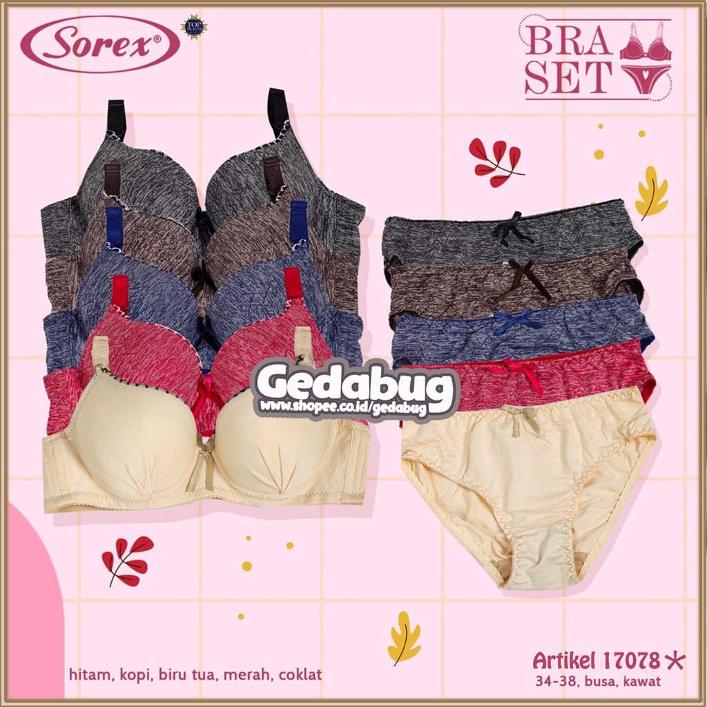 Bra Set Sorex 17078 | Bra Busa Kawat Kancing 3 | Bra + CD Dewasa