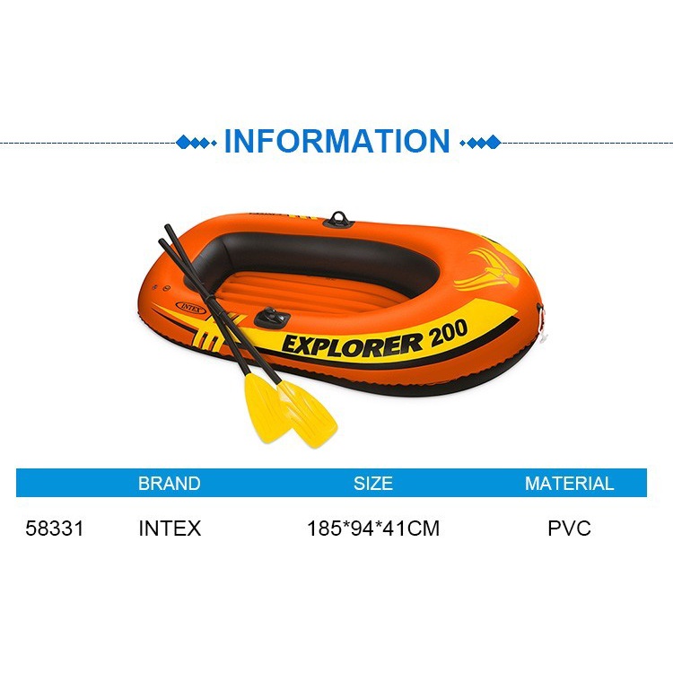 Perahu Karet Explorer 200 intex 58331 free pompa dan dayung Boat Set