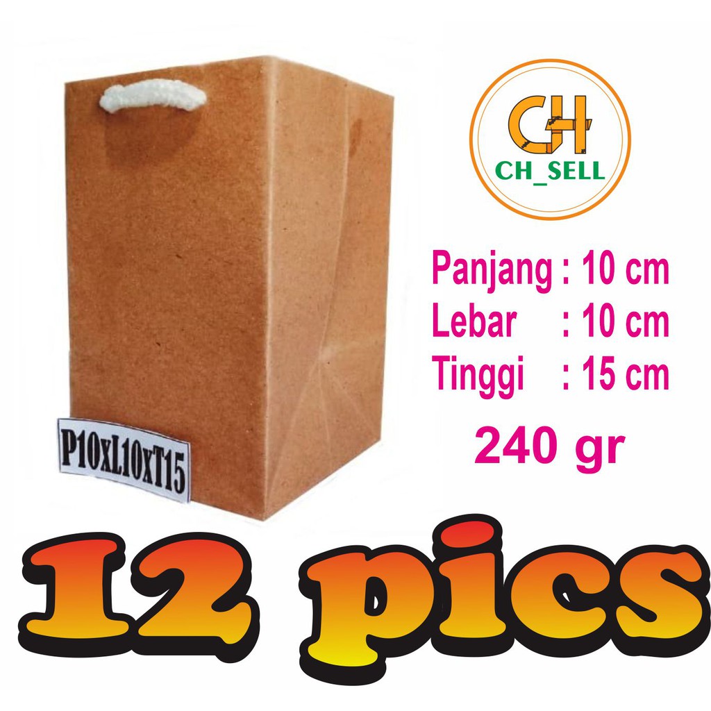 

Tas Kertas 10 x10 x 15 Paperbag Mug Souvernir Paper Bag Kantong Polos 12 pics