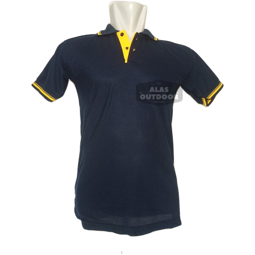 Kaos Poloshirt Polos Berkerah Murah Lengan Pendek - Navy List Kuning