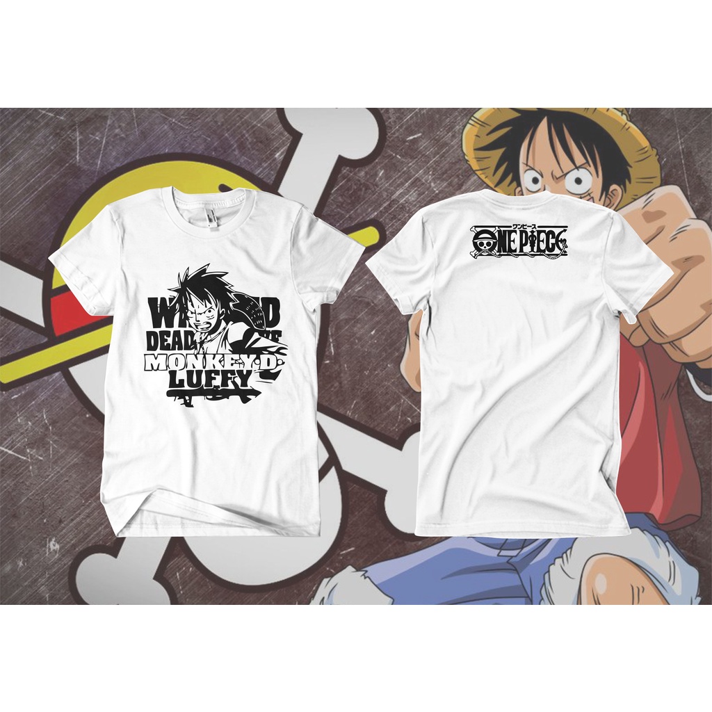 kaos luffy one piece putih
