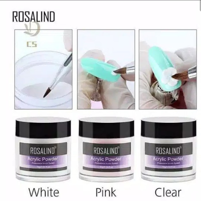 ROSALIND Acrylic powder nail art / bubuk akrilik Rosalind Pink White 10G / Monomer / Acrylic Liquid