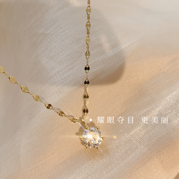 Clavicle Chain 925 Sterling Zircon Necklace Simple Pendant Temperament Pendant  Birthday Gift Women