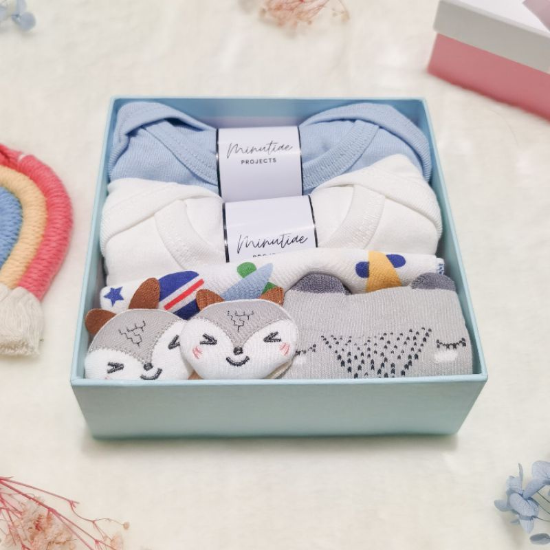 Minutiae Projects | MINI | Hampers Bayi | Kado Lahiran | Hampers Baby Boy & Girl | Newborn Baby Gift Set-Blue - Fox