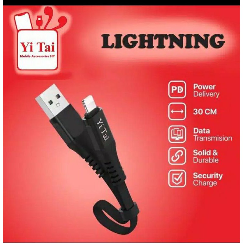 KABEL DATA YI TAI 30CM MICRO USB YTM-30 - TYPE C YTC-30 - LIGHTNING YTL-30 -- 1PCS