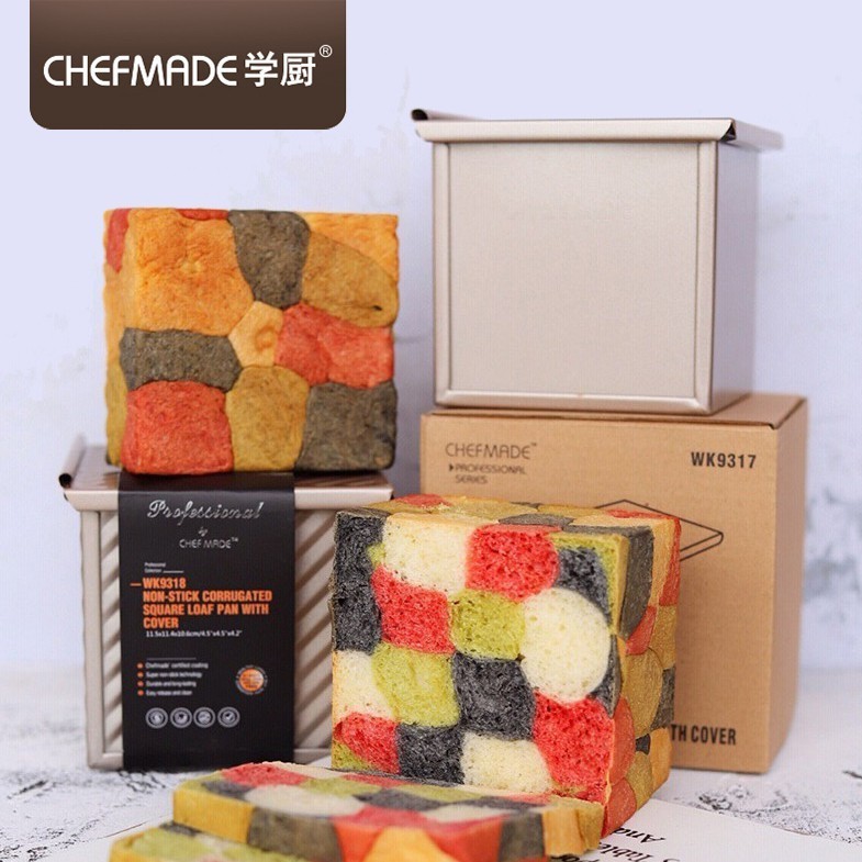 Chefmade Square Loaf Pan with cover non stick / loyang roti tawar kotak dengan tutup anti lengket