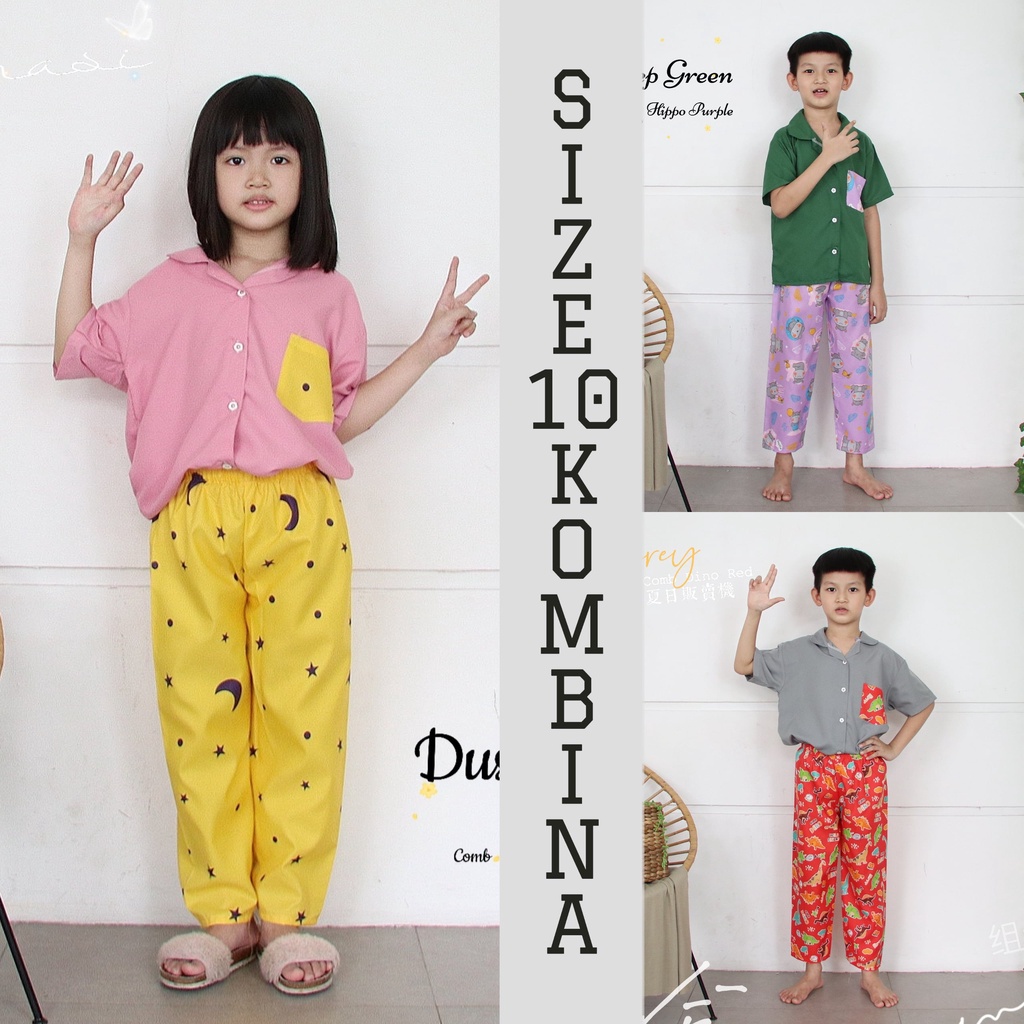 IZANY Piyama Anak / CP kombinasi Size 10 Saten apple Banyak motif