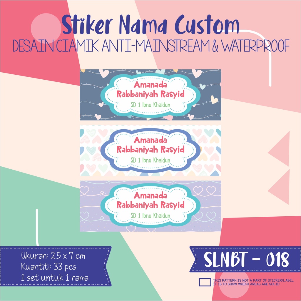 

stiker label nama anak kartun waterproof rainbow animal SLNBT 01