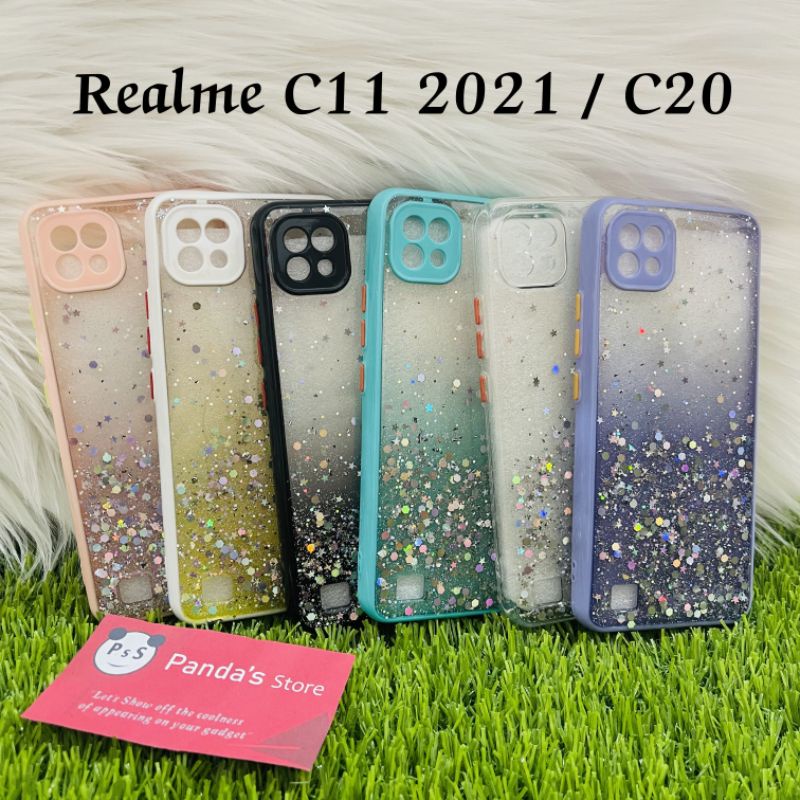 Glitter Case Realme C20 / C11 2021 Funny Color Dengan Pelindung Kamera (PsS)