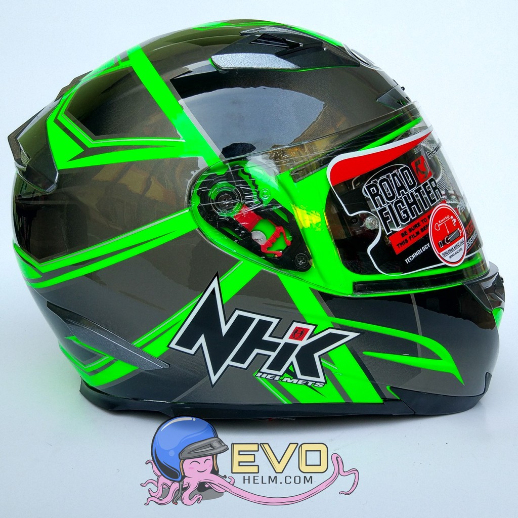 NHK RX9 HAWK (SE) GRAPHIC Full Face - Double Visor GREEN FLUO - SILVER