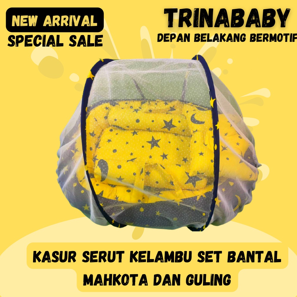 Kasur Bayi Kelambu Set Bantal Mahkota dan Guling Starmoon