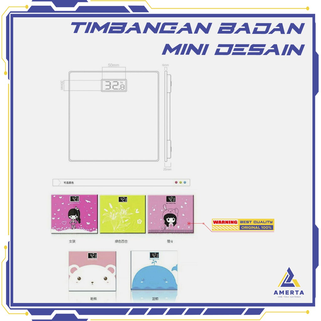 Timbangan Badan Mini Digital Desain Kartun 180Kg