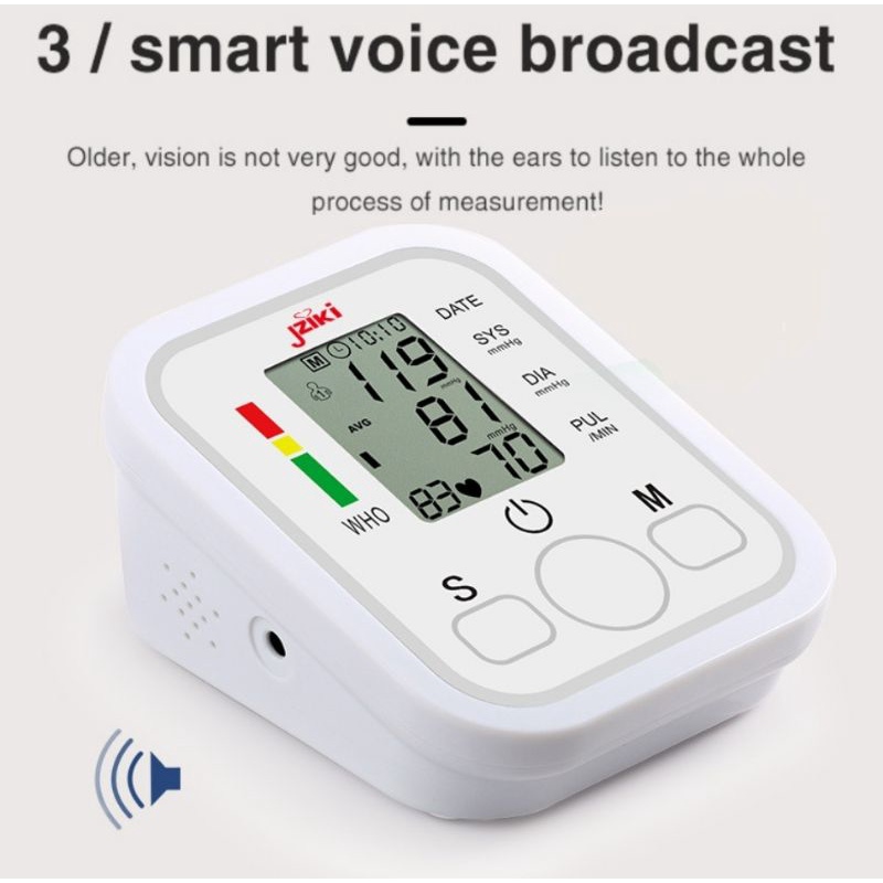 JZIKI Tensimeter Digital Lengan Atas Alat Ukur Tekanan Darah Test Jantung