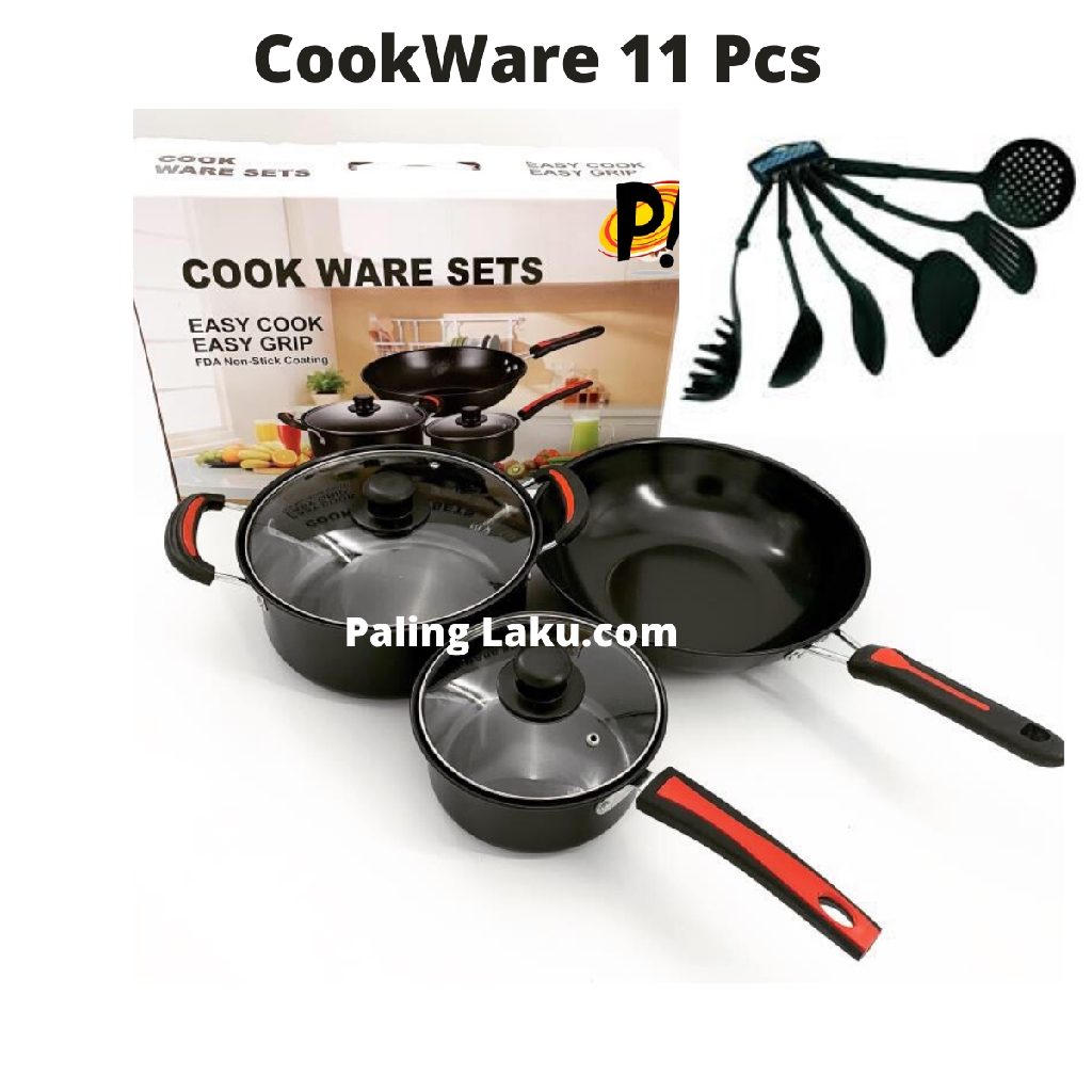 Panci Set Cookware 11 Pcs- Soup Pot, Souce Pan, Fry Pan, Spatula