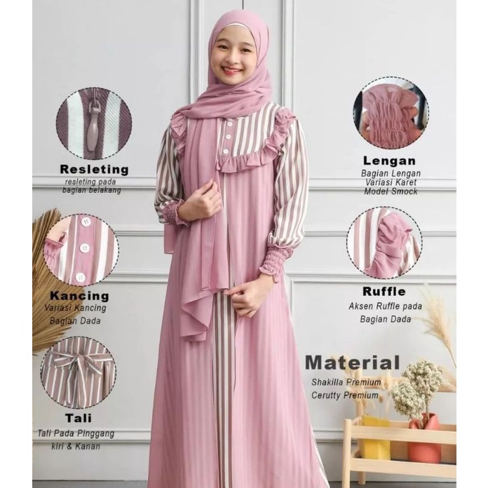 GAMIS ANAK PEREMPUAN TERBARU2022 BAJU LEBARAN ANAK PLUS PHASMINA SHAKILLA MIX CERUTY BABYDOLL FASHIO