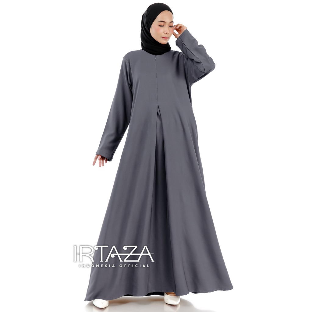 Gamis Abaya Polos Rainbow Twill Shakila Dress Busana Muslimah-Abaya Dark Grey