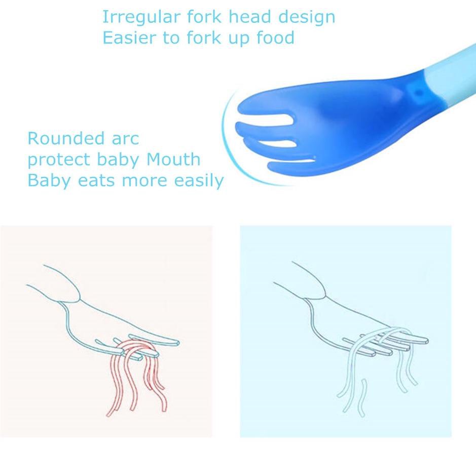 Sendok makan bayi silikon / Sendok dan Garpu Pengubah Suhu Bayi/Sendok Dan Garpu Pengubah Suhu Bayi Silikon Lembut/C 26