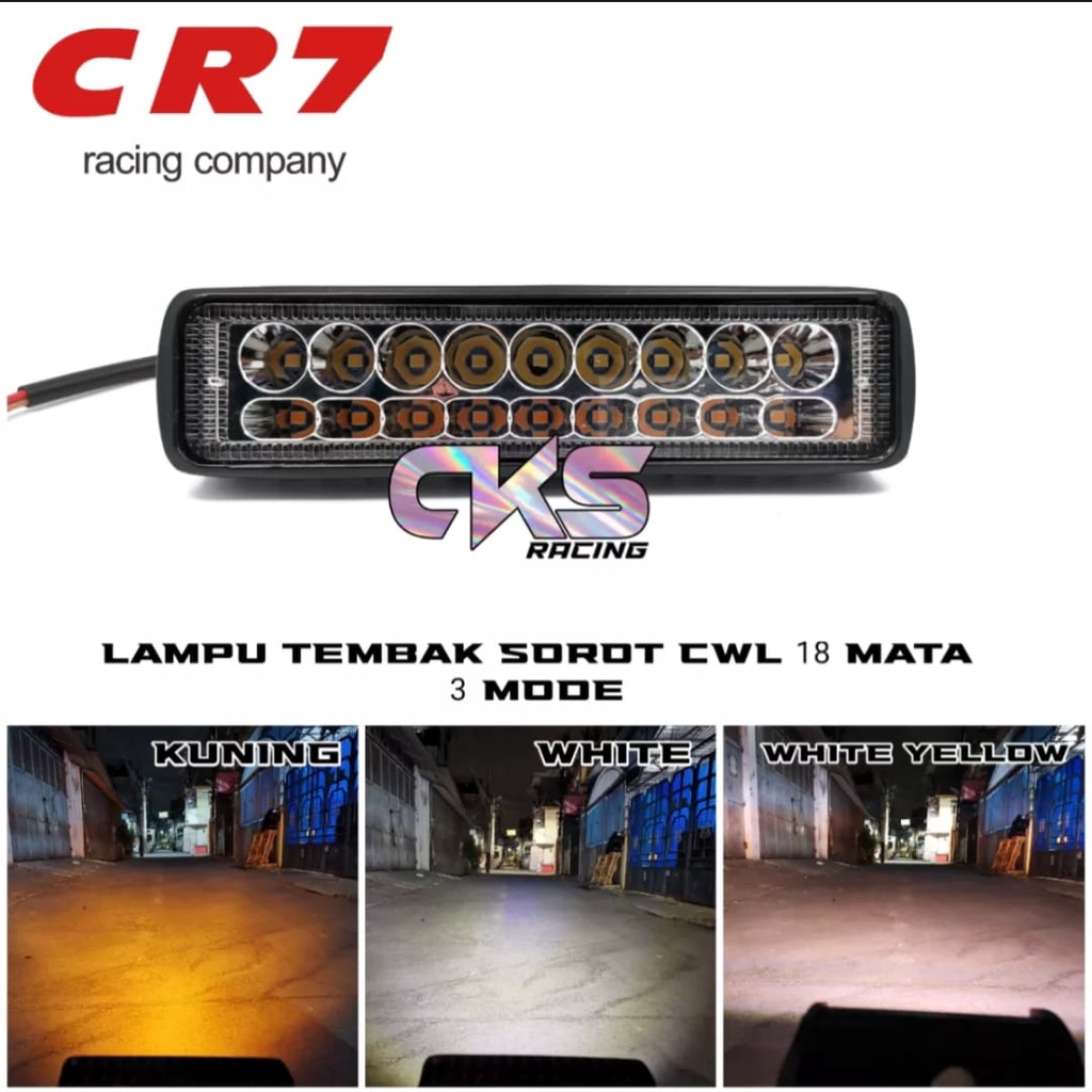 Lampu Tembak Sorot 9 LED CWL Warm White LED 18 Mata 3 Warna Putih bisa COD lamp tembak