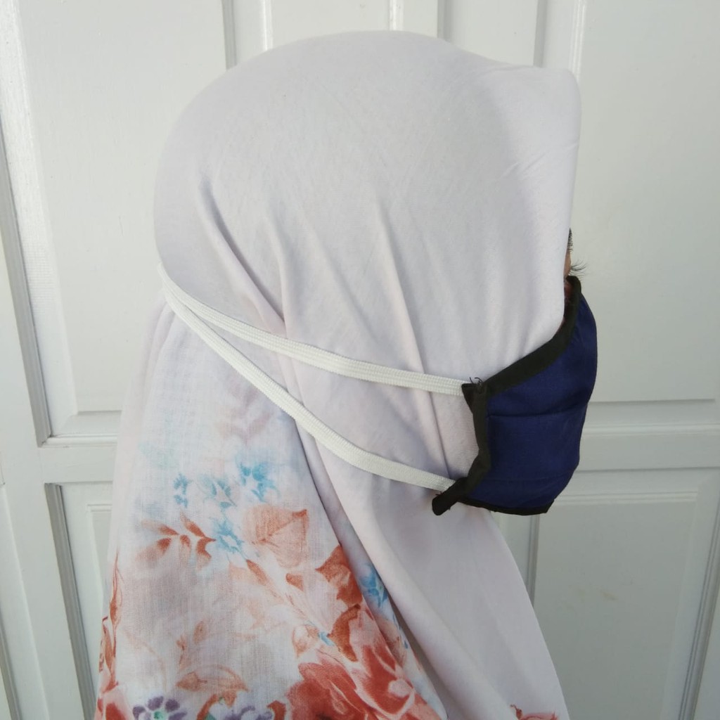 Masker Kain Katun Oxford Grade A Adem Hijab Simpel Pakainya