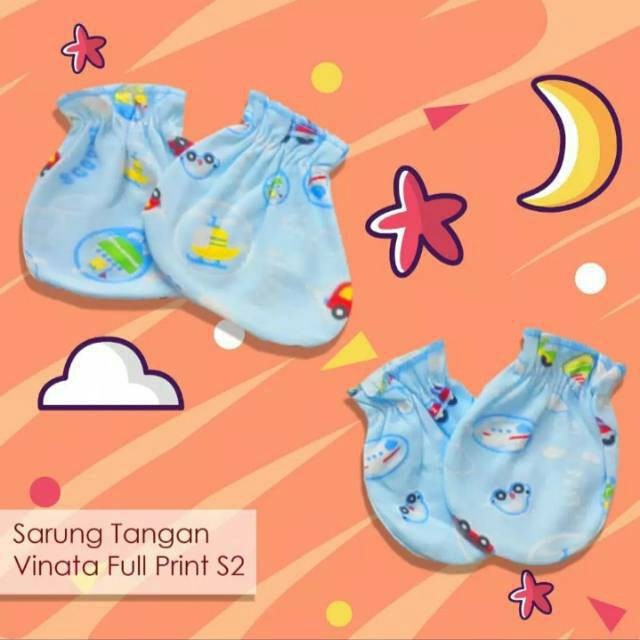 SET SARUNG TANGAN KAKI BAYI VINATA FULL PRINT