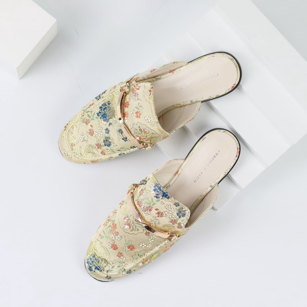 [7.7 Boombastis Sale⚡] - SEPATU WANITA CKS493 CK FLOWER SLIP ON WITH ACCENT PREMIUM IMPORT