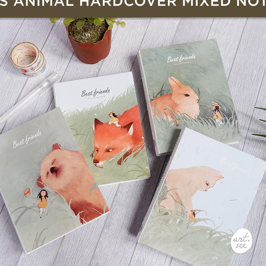 

TERLAKU_ Best Friends Animal Hardcover Mixed Notebook A6 J1G9