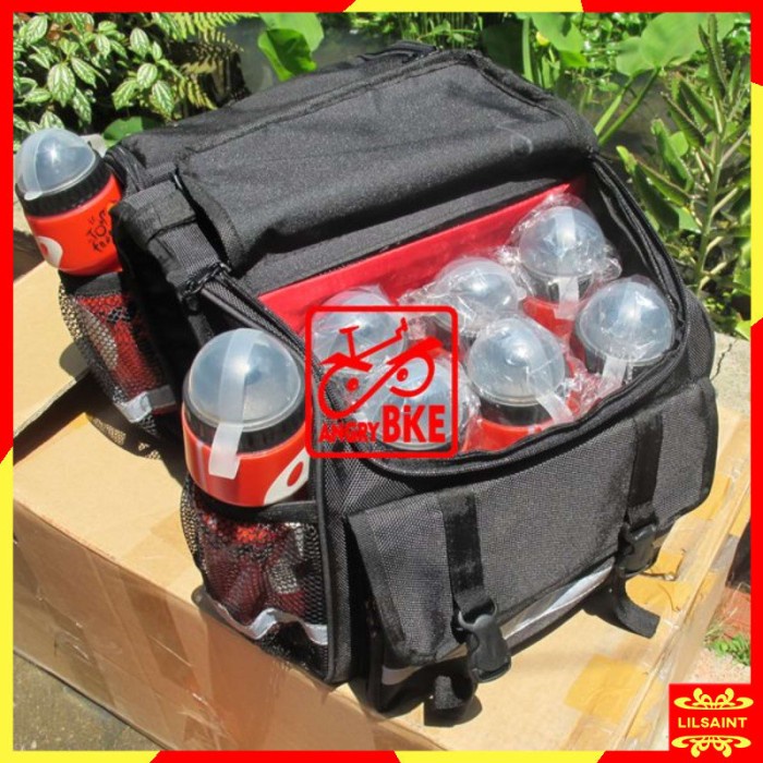 Aksesoris Sepeda - "Lilsaint" No.2 Tas Rak Touring Belakang Pannier Sepeda Double Hitam