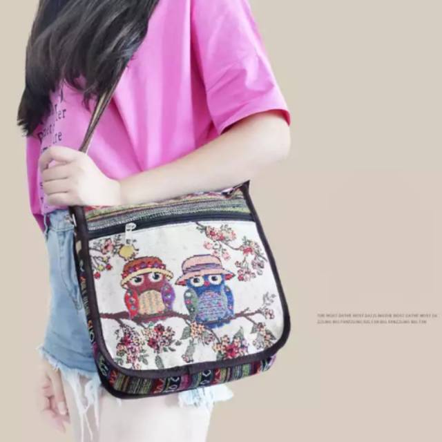 Tas selempang wanita canvas 999#