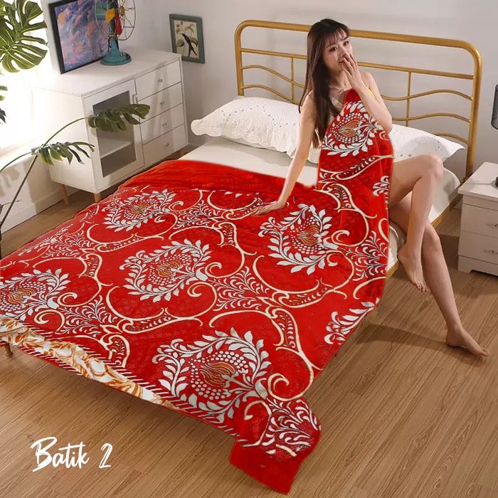 COD - Selimut Bulu Halus Ukuran  175x125cm Motif Dewasa-Batik 2