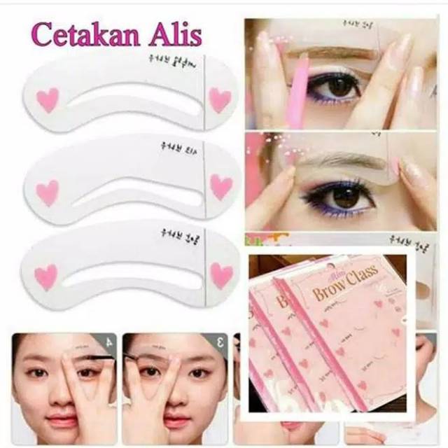 Cetak Alis Pencetak Alis 3 Model Mini EyeBrow Class Shape Pencetak Pembuat Alis Mata R09