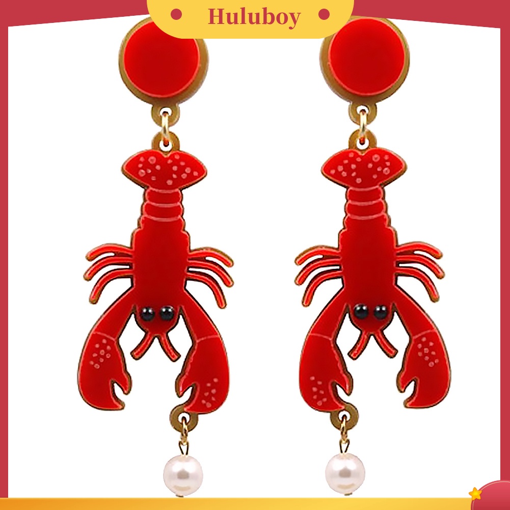 Hu Hu Hu Hu Hu Alat Bantu Pasang Kacamata♡ Anting Tusuk Gantung Statement Bahan Akrilik Desain Lobster / Gurita / Mutiara Imitasi Kreatif Untuk Wanita