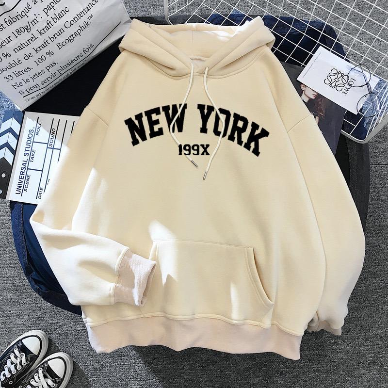 Sweater Hoodie Motif  NEW YORK Bahan Fleece Tebal Premium Pria Wanita