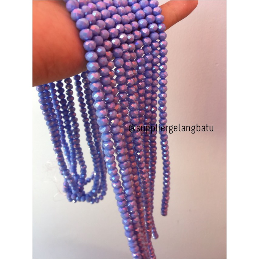 Crystal Ceko Doff 6mm BIRU UNGU supplier kristal import online shop bahan aksesoris gelang kalung