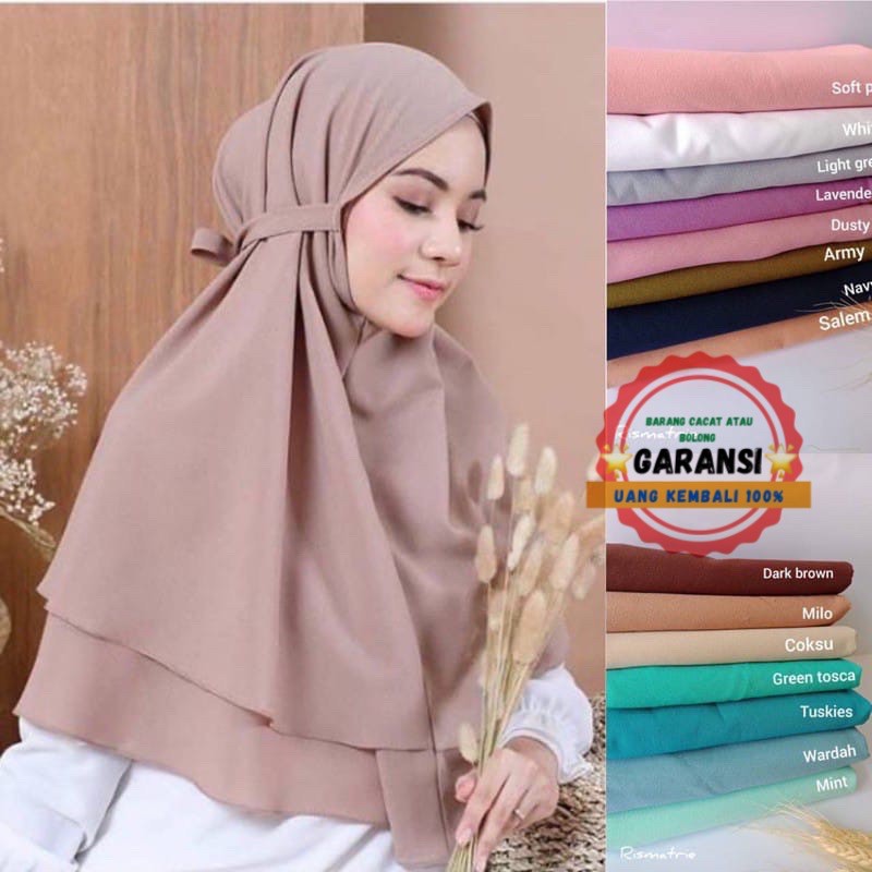 Hijab bergo maryam 2 LAYER DIAMOND hijab instant tali kerudung non pet jilbab dua