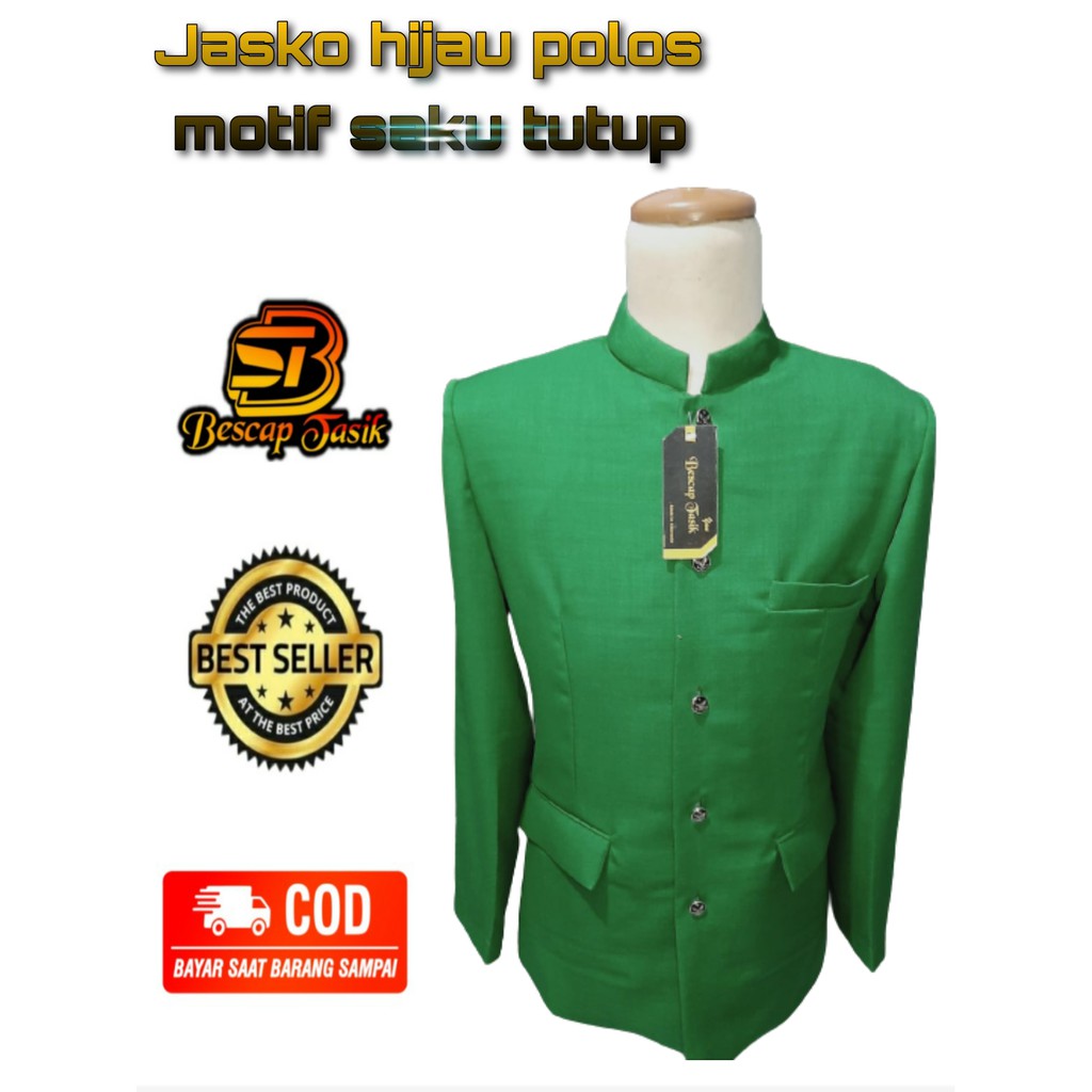 Jasko Hijau Polos Jas Koko Pria Jasko Polos Jas Santri Beskap Bapak Original Berkualitas
