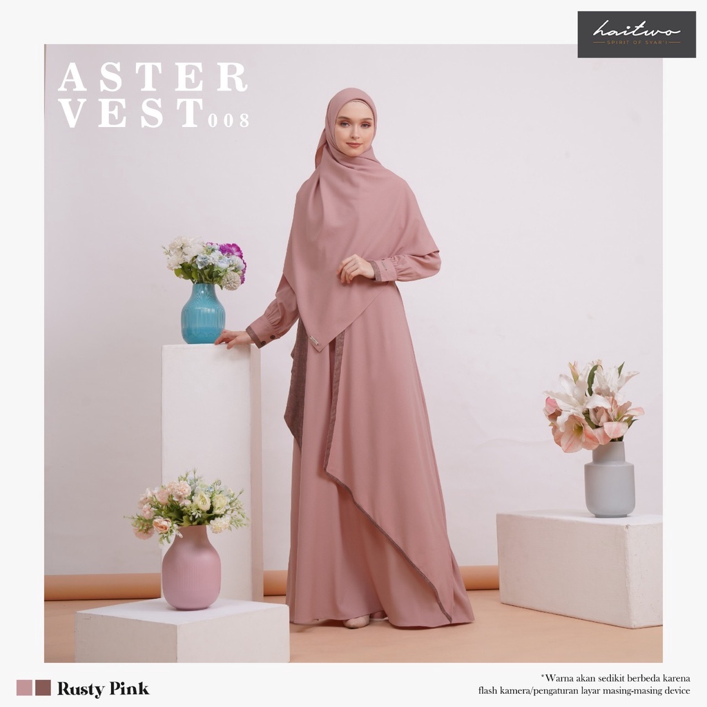 Haitwo ASTER VEST 008 Gamis Muslim set Hijab Syar'i Bahan Morelli Stretch mix Jaguard Fashionable