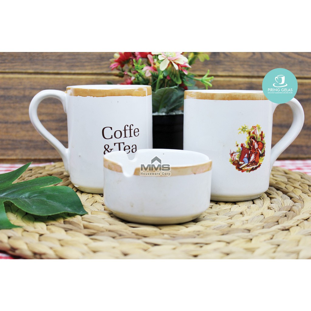 Jual Mug Keramik Set Mug Murah Asbak Rokok Mug Keramik Gelas Keramik Mug Coffee Set Pcs Sri