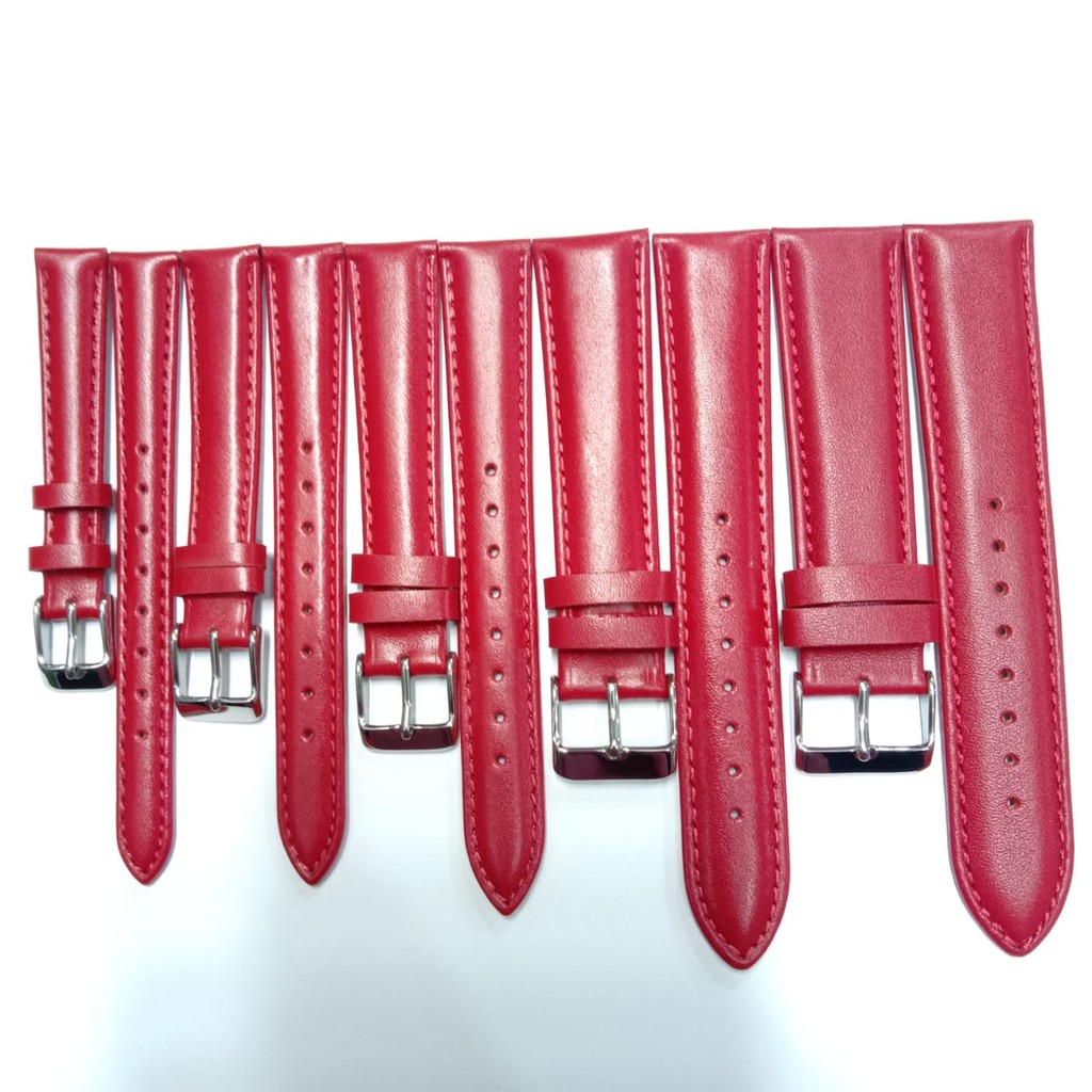 TALI KULIT JAM TANGAN STRAP WATCH ORIGINAL MERAH UKURAN 12 MM - 22 MM