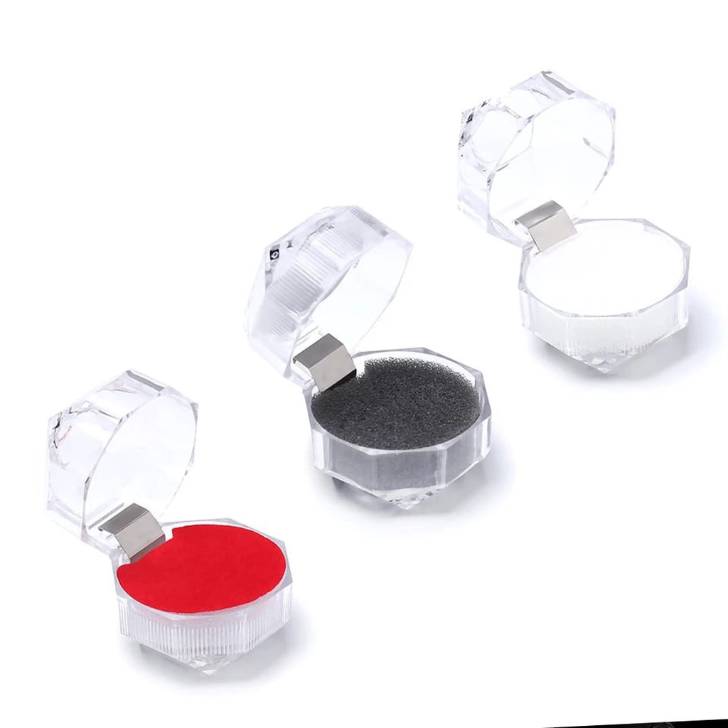 MurmerOfficial Tempat/wadah/Box cincin Mika Kristal Tempat Kotak Perhiasan Acrylic Wadah Emas Unik Busa Tebal R563