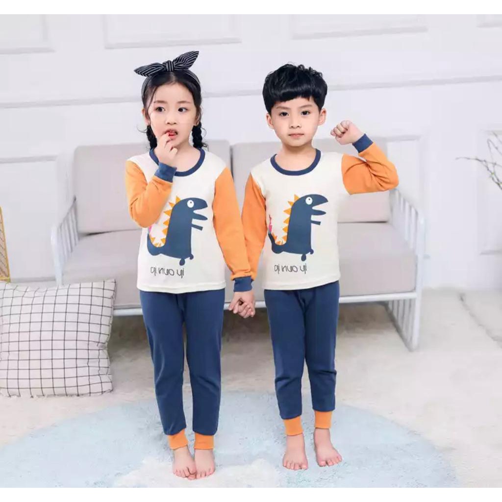 SETELAN ANAK BAJU ANAK PIYAMA KAOS ANAK MOTIF DINO KUBUS BAJU ANAK TERLARIS 1-5THN