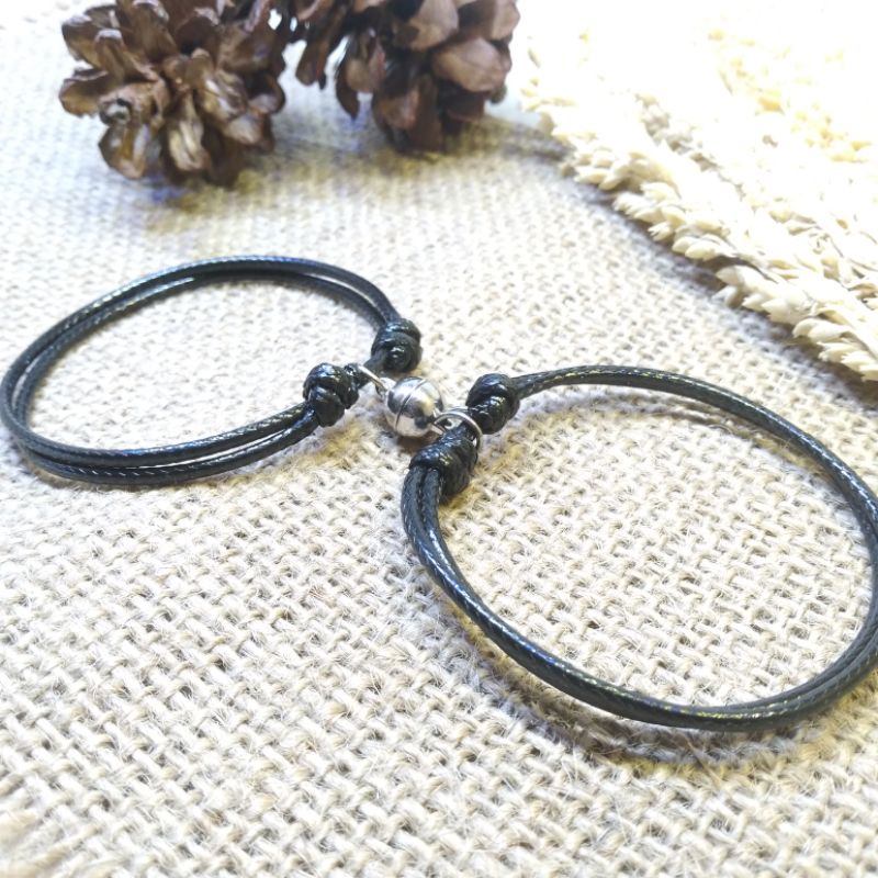 Gelang Simple Magnet / Gelang Couple Magnet two angel / Gelang Magnet Hitam Glossy