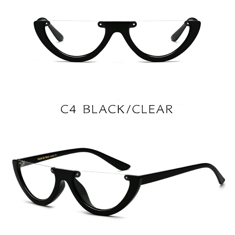 (YUZHU) Bayar di Tempat Cool Trendy Half Frame Kacamata Hitam Wanita/Pria Small Sunglasses Women/Men