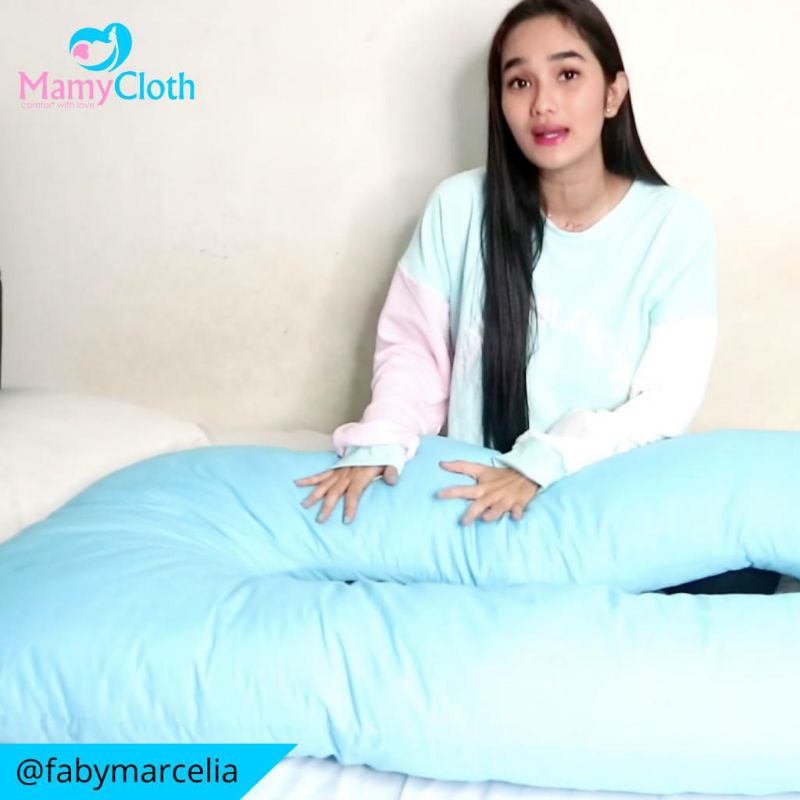 Bantal Hamil / Bantal Menyusui Premium / Mamycloth / POL-11 / Biru Muda / Light Blue