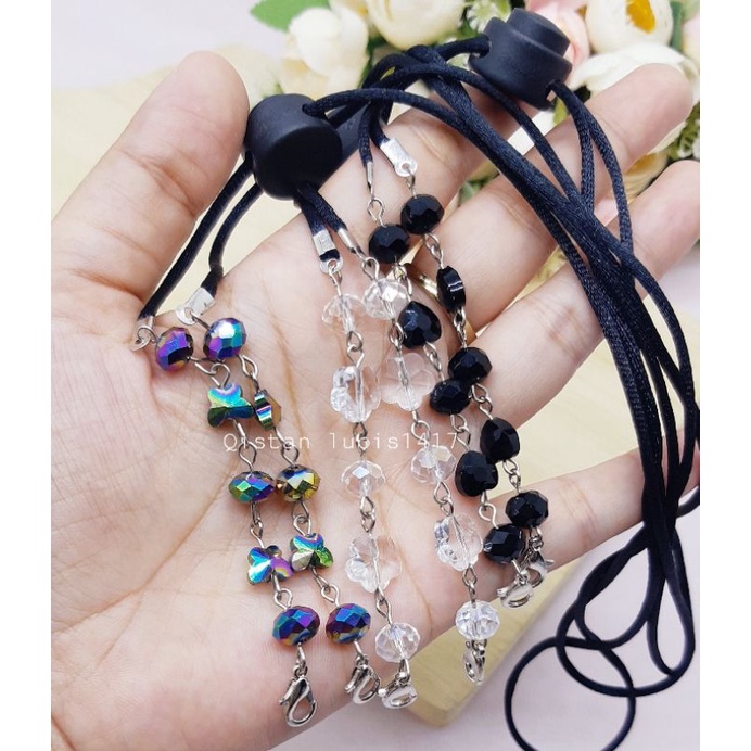 Strap masker crystal love,kupu,bunga beli 10 free 2