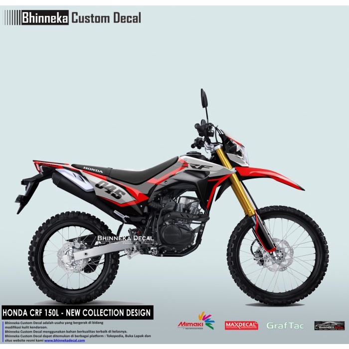 DECAL STICKER CRF 150 RED GREY