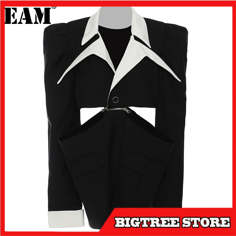 Blazer Wanita Korea Import Eksklusif Black Color-black Shaped Oversize Blazer New Lapel Long Sleeve 